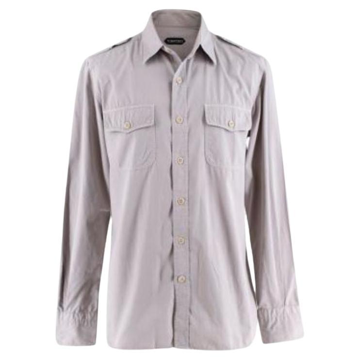 Tom Ford Grey Cotton Long Sleeve Casual Shirt For Sale