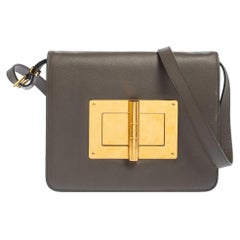 Tom Ford Grey Leather Medium Natalia Shoulder Bag