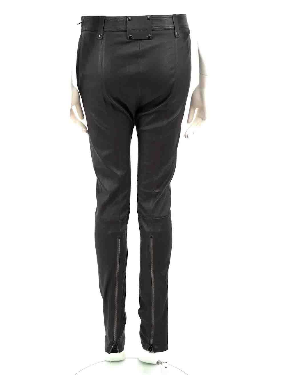 Tom Ford Grey Leather Slim Trousers Size M In New Condition For Sale In London, GB