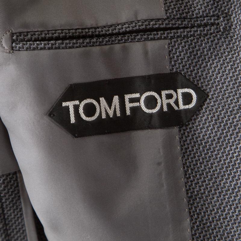 Tom Ford Grey Patterned Jacquard Mohair Blend Tailored Blazer L In Excellent Condition In Dubai, Al Qouz 2