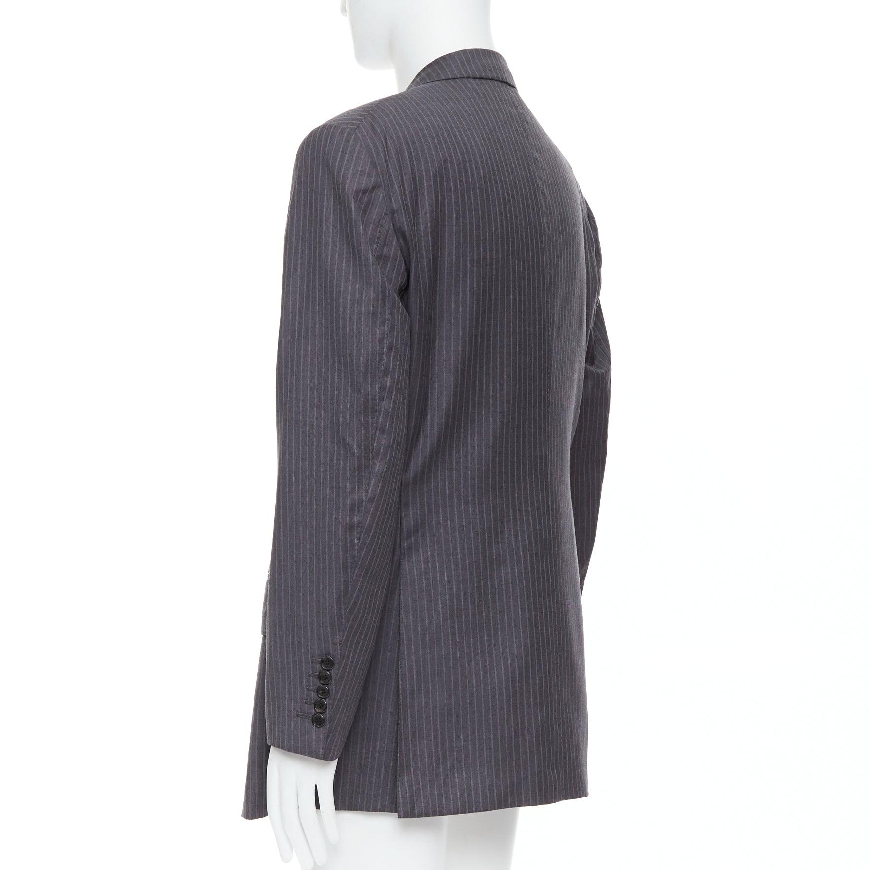 Tom Ford blazer gessato grigio con tasche con patta cucite a mano IT58 4XL in vendita 1
