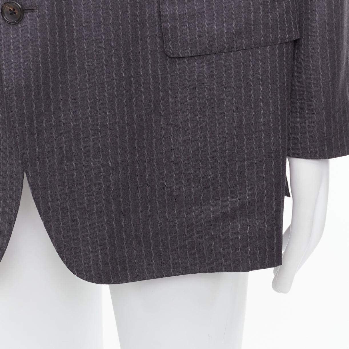 Tom Ford blazer gessato grigio con tasche con patta cucite a mano IT58 4XL in vendita 2