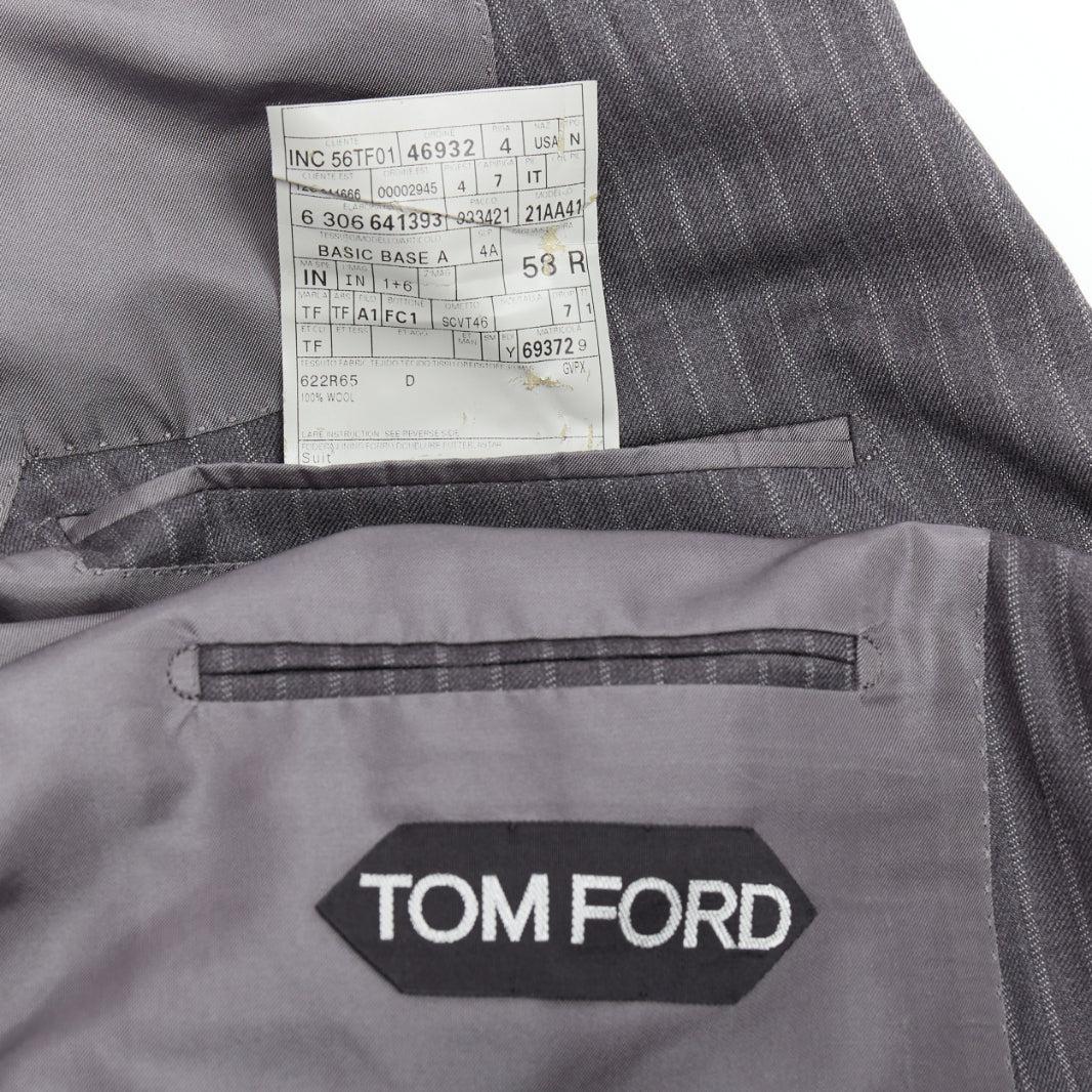 Tom Ford blazer gessato grigio con tasche con patta cucite a mano IT58 4XL in vendita 3