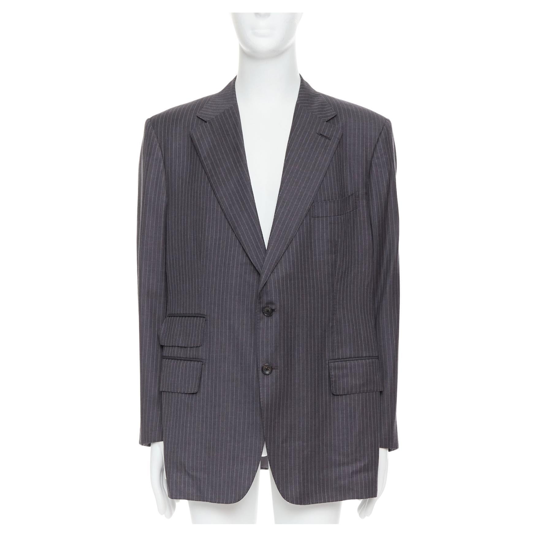 TOM FORD grey pinstripe hand stitched flap pockets blazer IT58 4XL