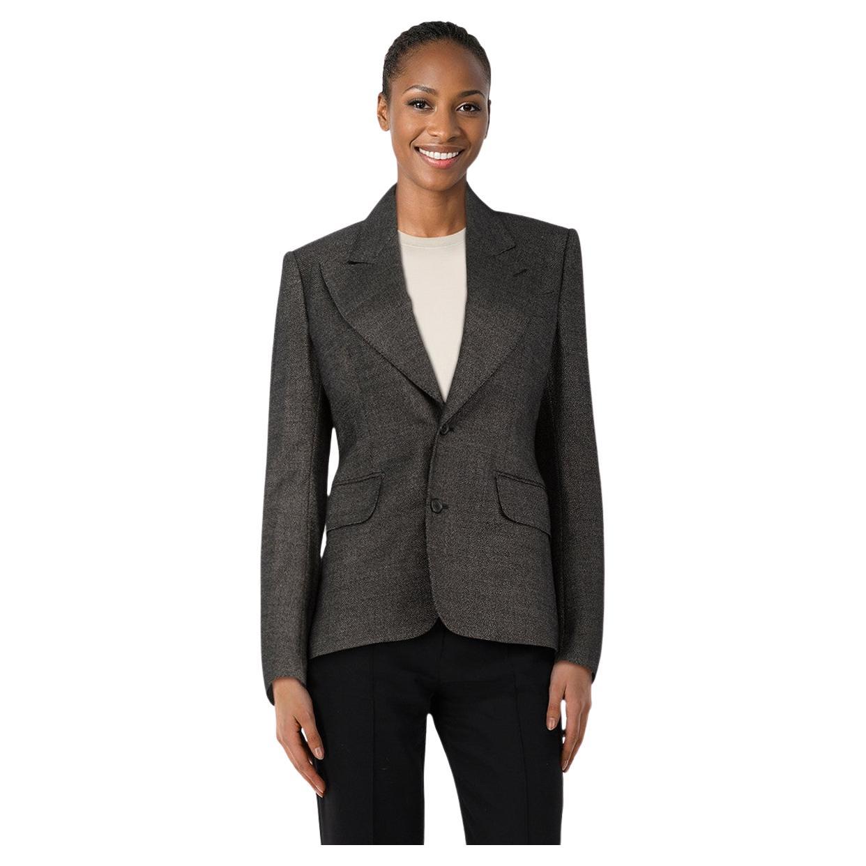 Blazer en laine à simple boutonnage gris Tom Ford Taille S en vente