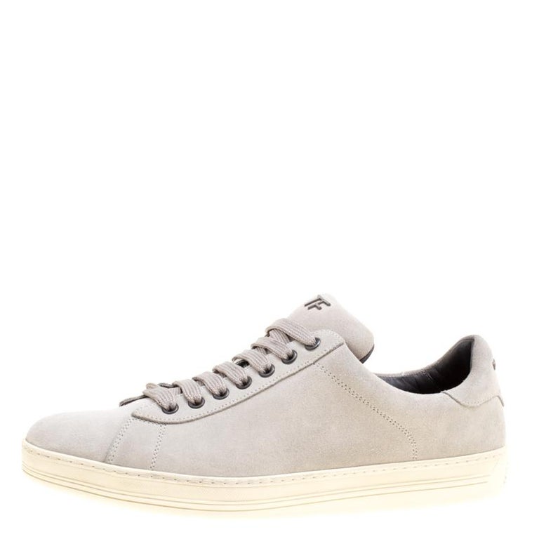 Tom Ford Grey Suede Russell Low Top Sneakers Size 41 For Sale at 1stDibs