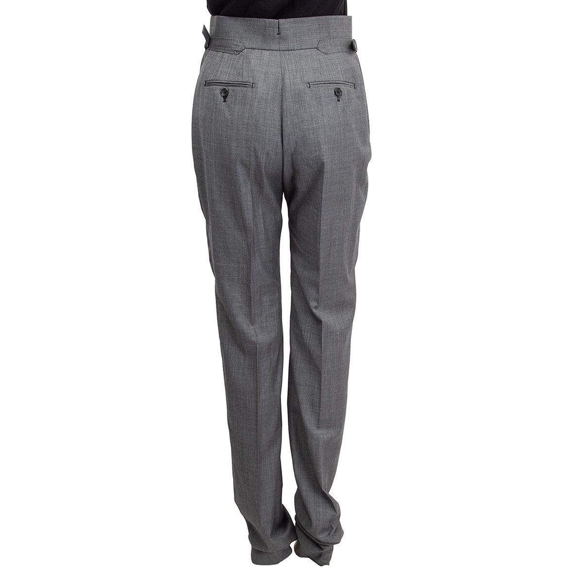 Gray TOM FORD grey wool blend HIGH-WAISTED SLIM Pants XS For Sale