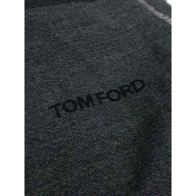 Tom Ford Grey Wool, Cashmere & Silk Scarf 205x80cm For Sale 6