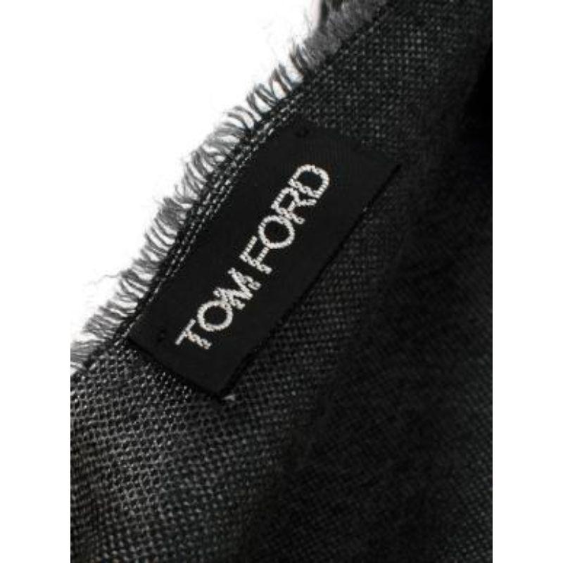 Tom Ford Grey Wool, Cashmere & Silk Scarf 205x80cm In Excellent Condition For Sale In London, GB
