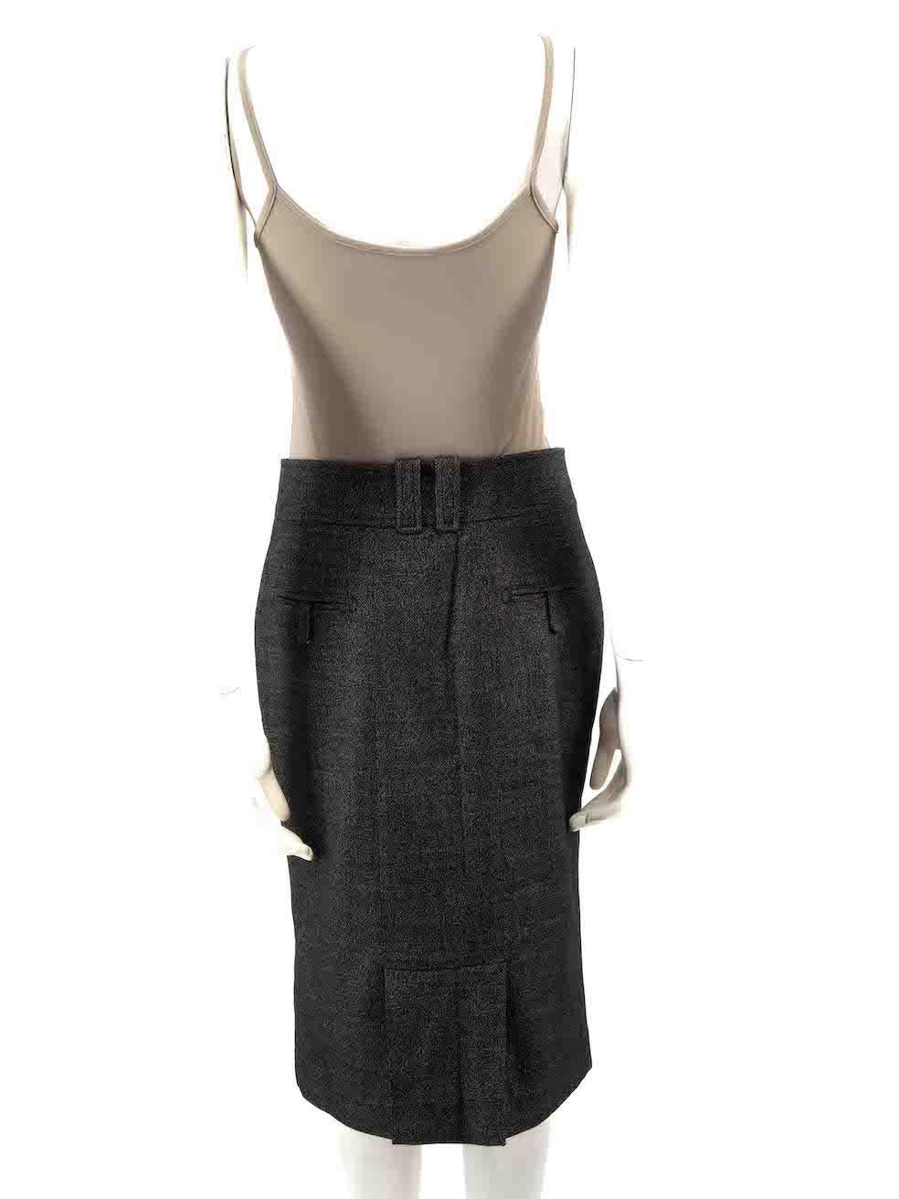 Tom Ford Grey Wool Fitted Skirt Size M In Good Condition For Sale In London, GB
