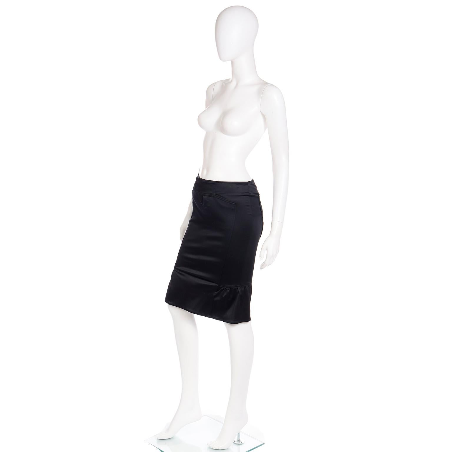 Tom Ford Gucci 2000s Black Tight Gathered Pencil Skirt  In Excellent Condition For Sale In Portland, OR
