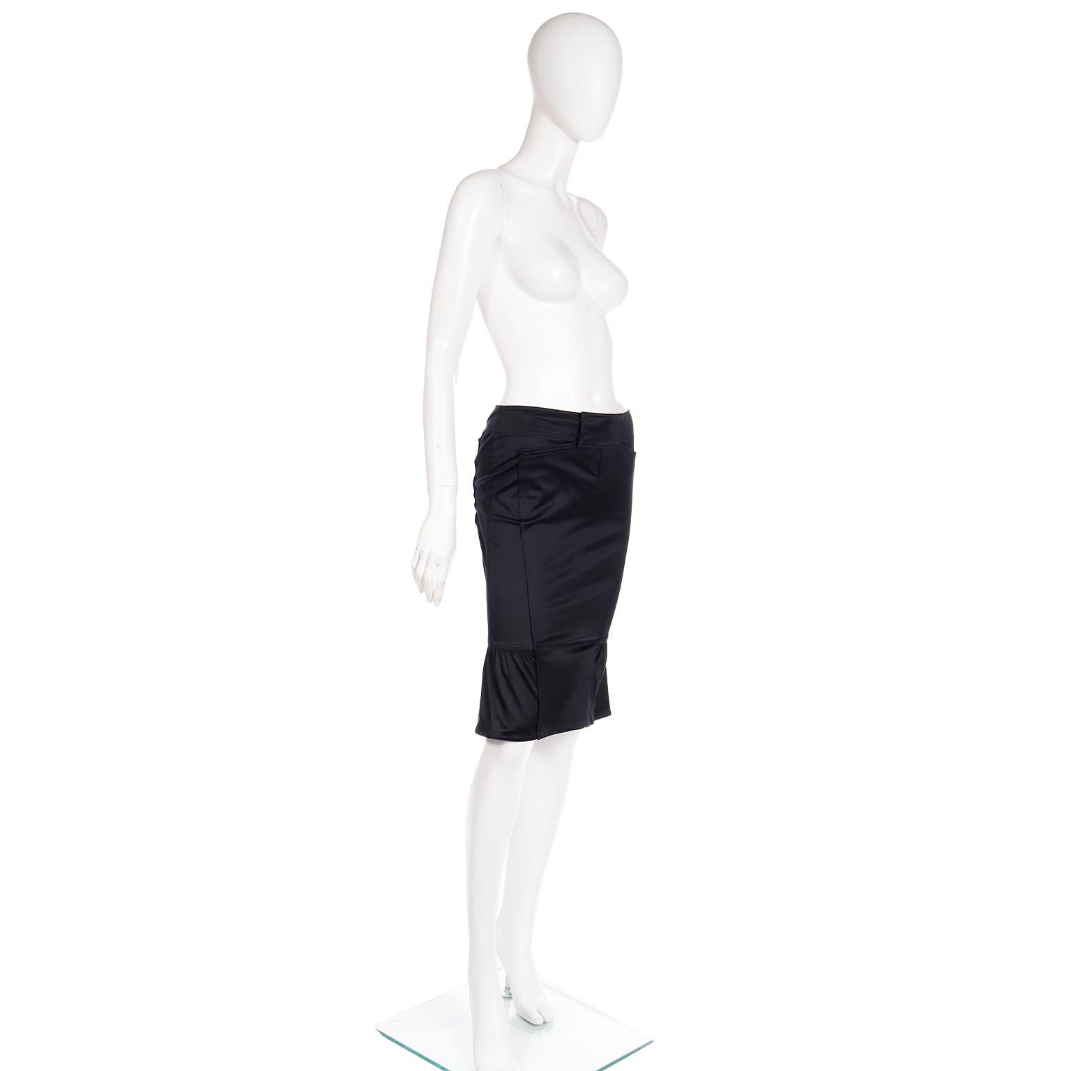 Women's Tom Ford Gucci 2000s Black Tight Gathered Pencil Skirt  For Sale