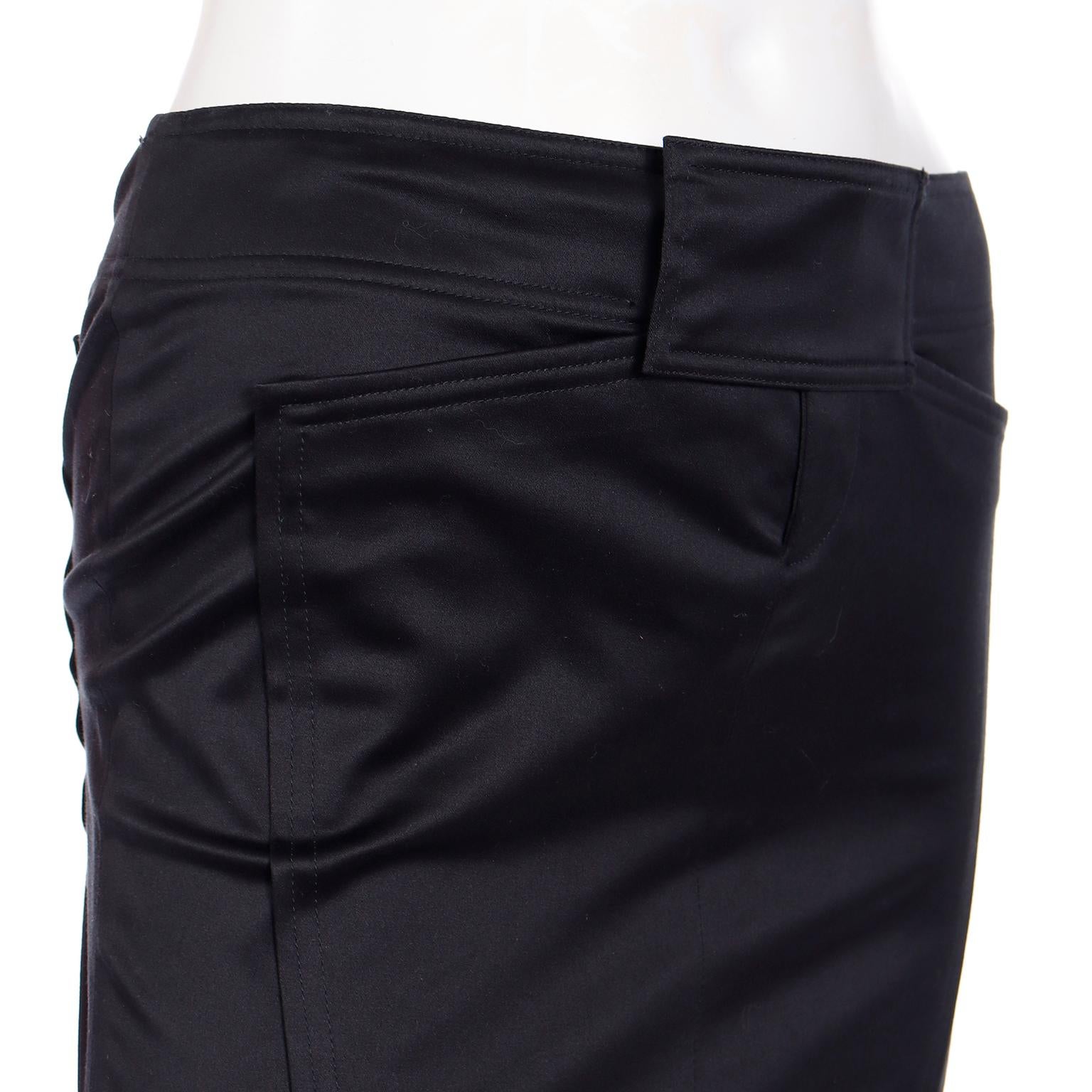 Tom Ford Gucci 2000s Black Tight Gathered Pencil Skirt  For Sale 1