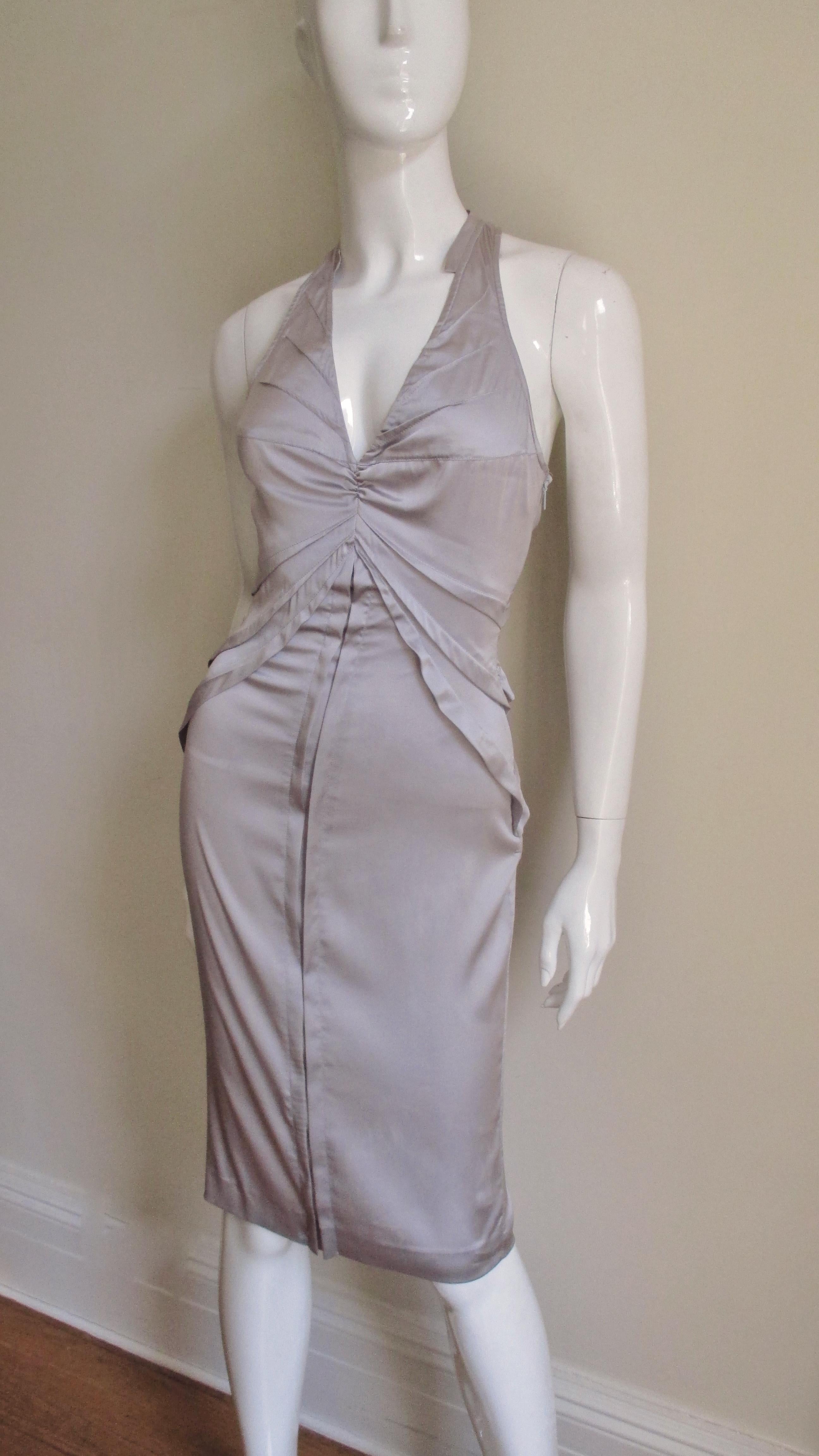 Tom Ford for Gucci Lavender Silk Halter Dress S/S 2003 In Good Condition For Sale In Water Mill, NY