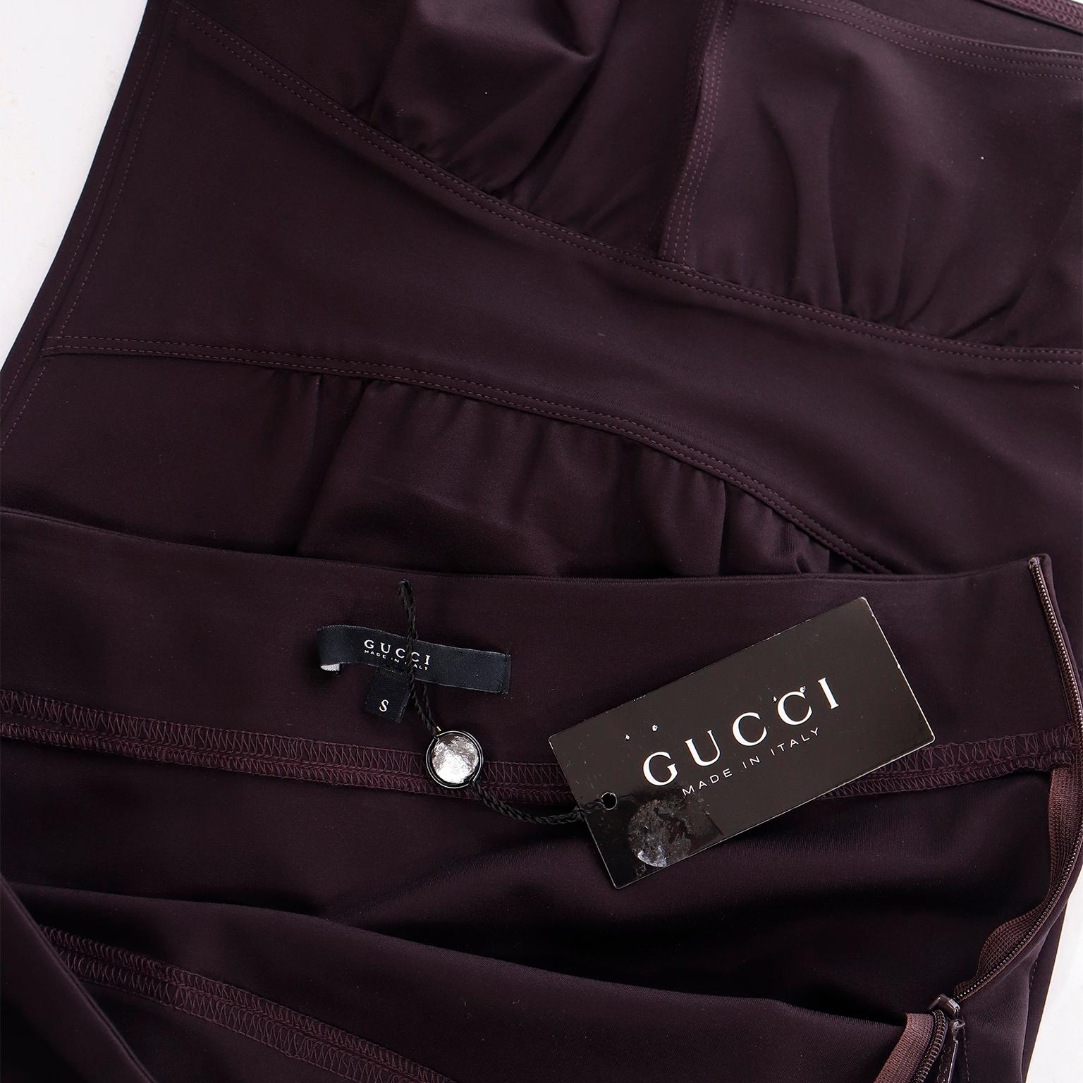 Tom Ford Gucci 2004 Purple Brown Silk Runway Skirt Deadstock w Original Tags For Sale 2