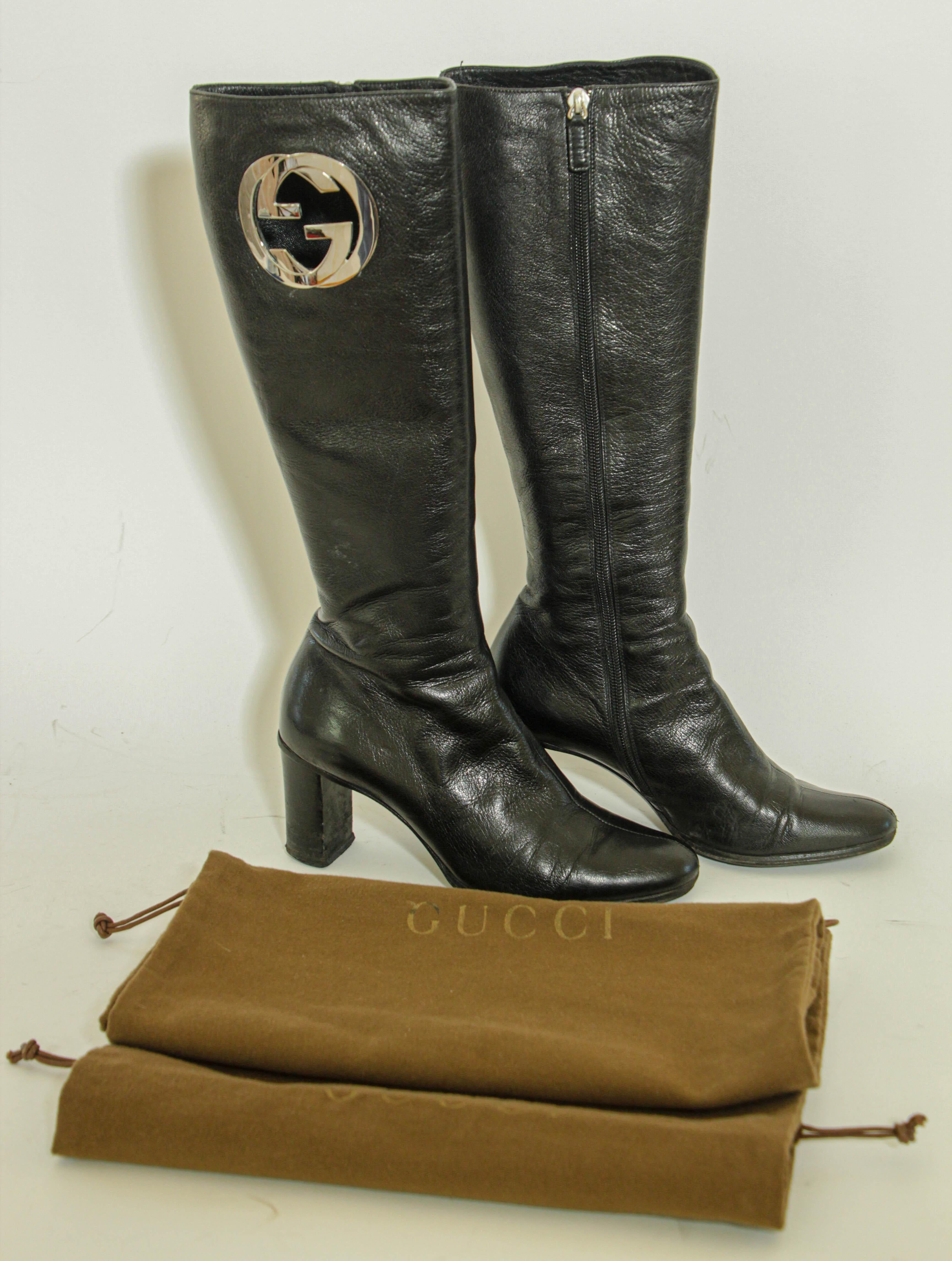 Tom Ford GUCCI Black Leather Boots 1999 For Sale 16