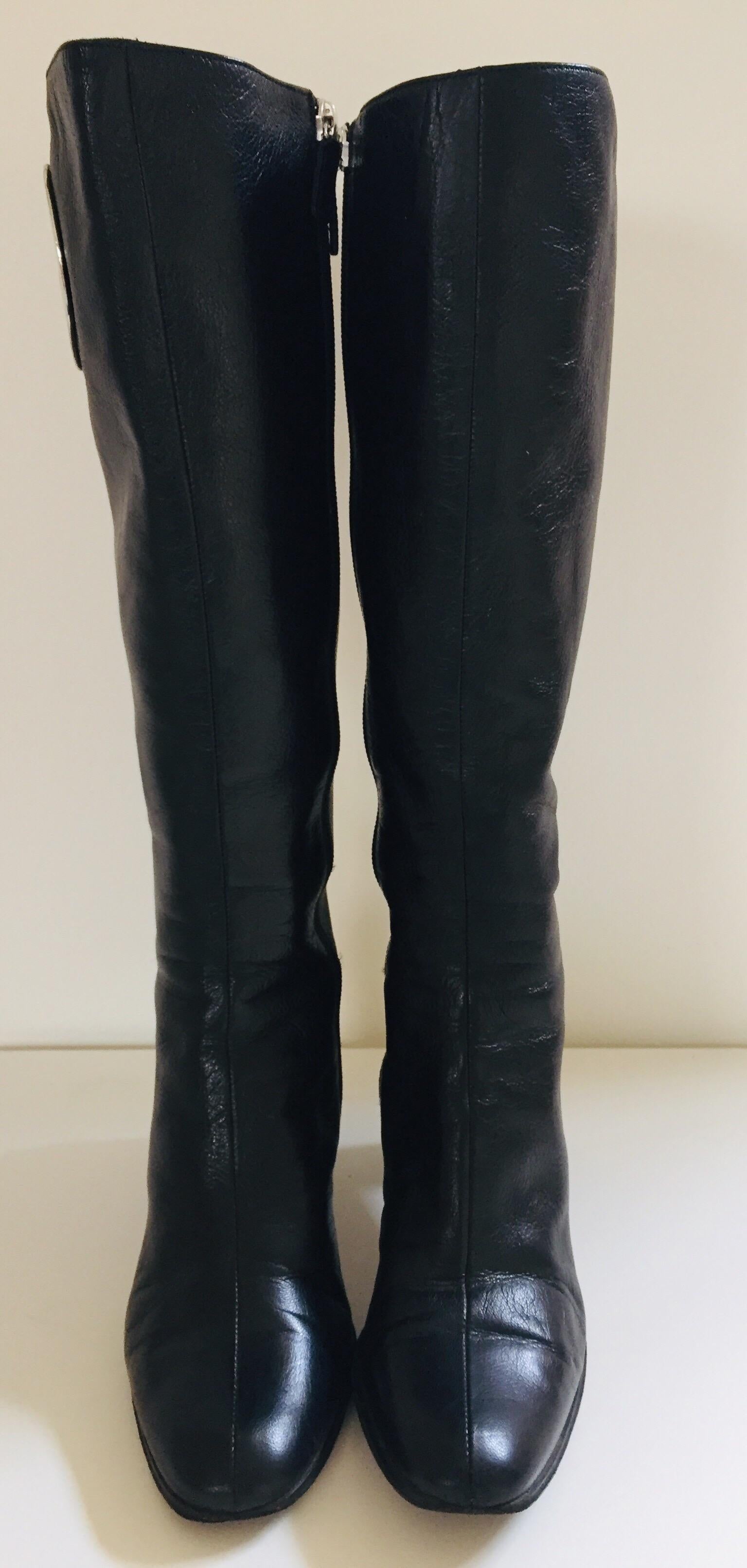 Women's Tom Ford GUCCI Black Leather Boots 1999 For Sale