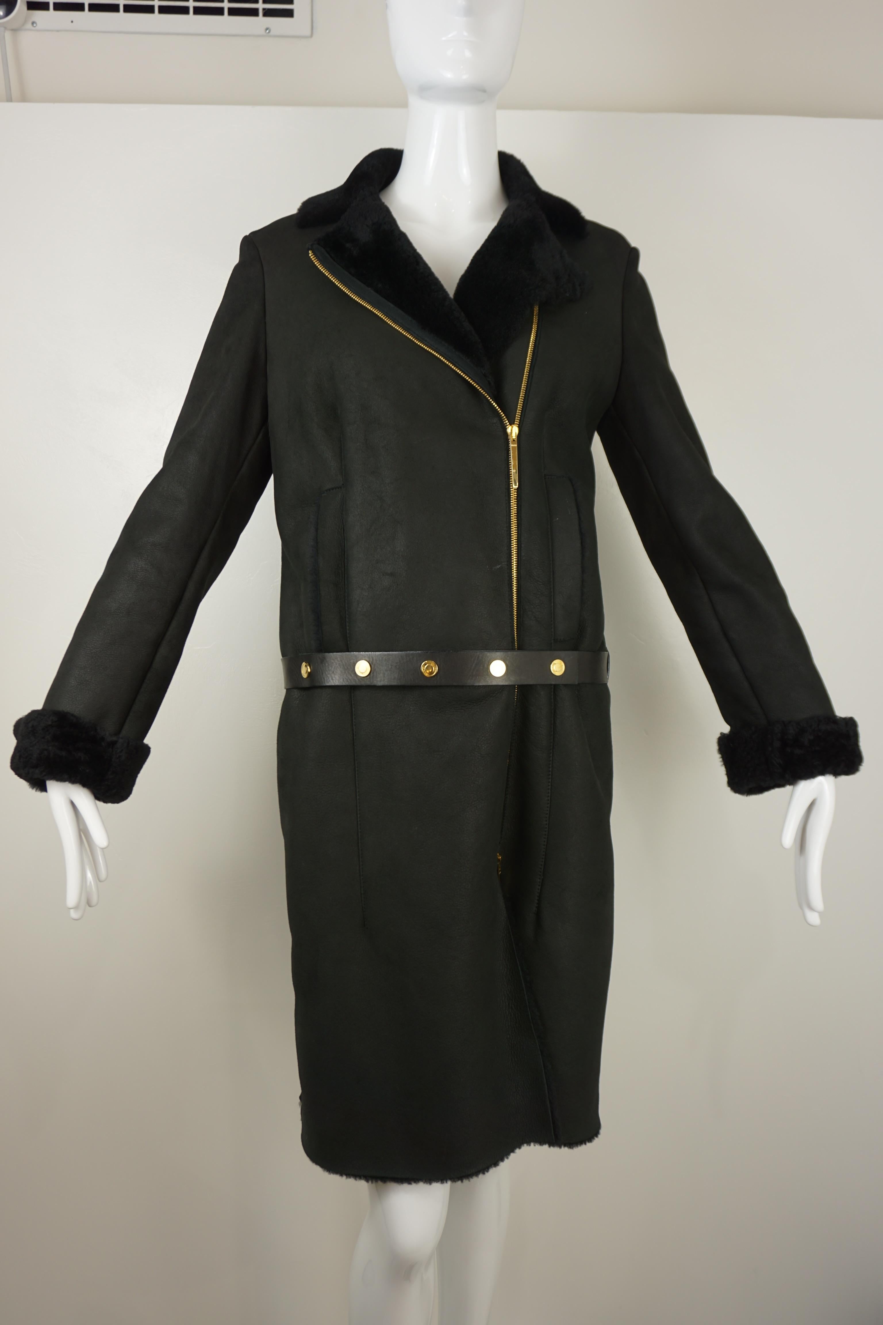 Tom Ford Gucci Black Shearling Coat In Excellent Condition For Sale In Carmel, CA