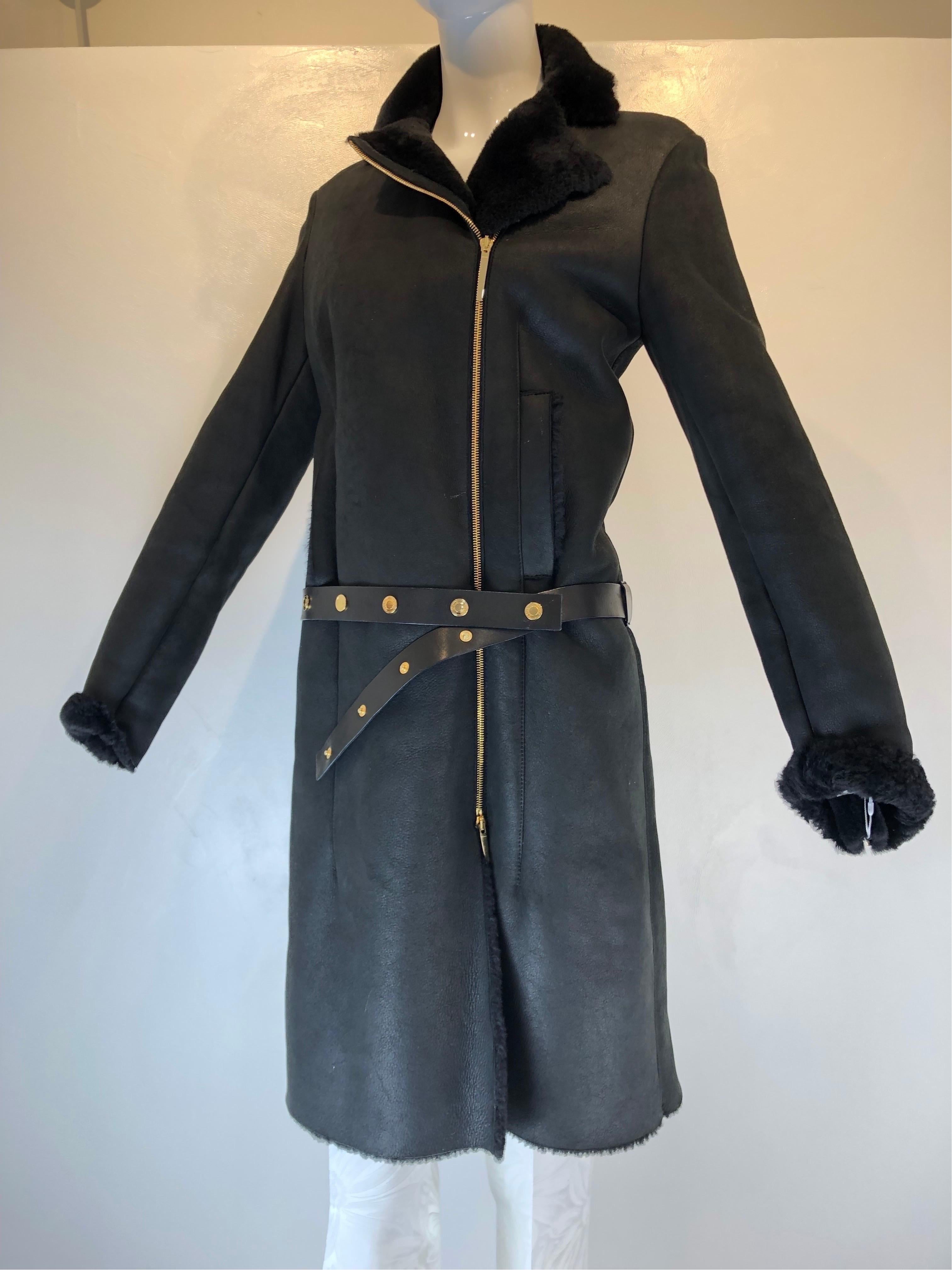 Tom Ford Gucci Black Shearling Coat For Sale