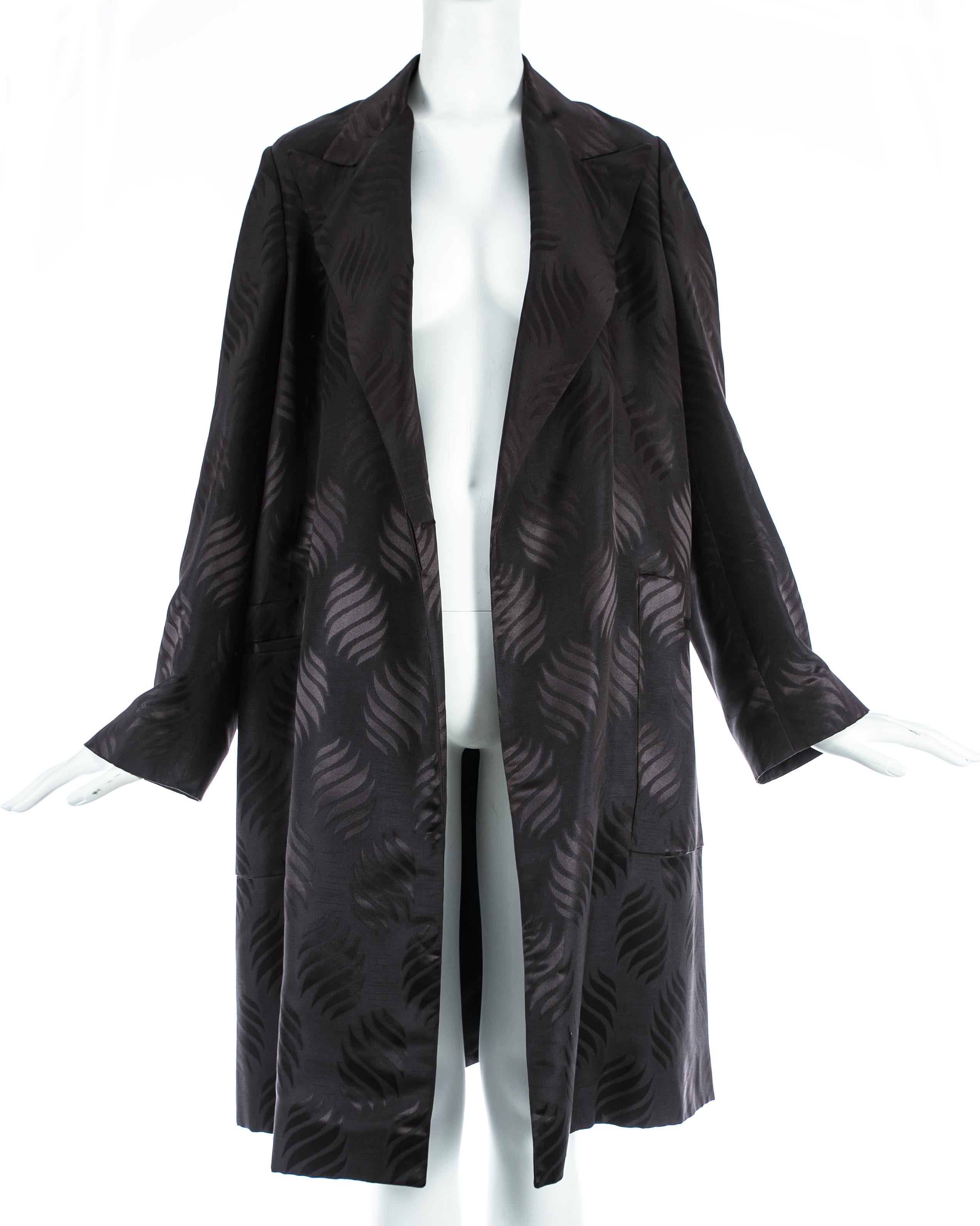 Women's Tom Ford Gucci black silk evening robe with matching Obi belt, A/W 2002