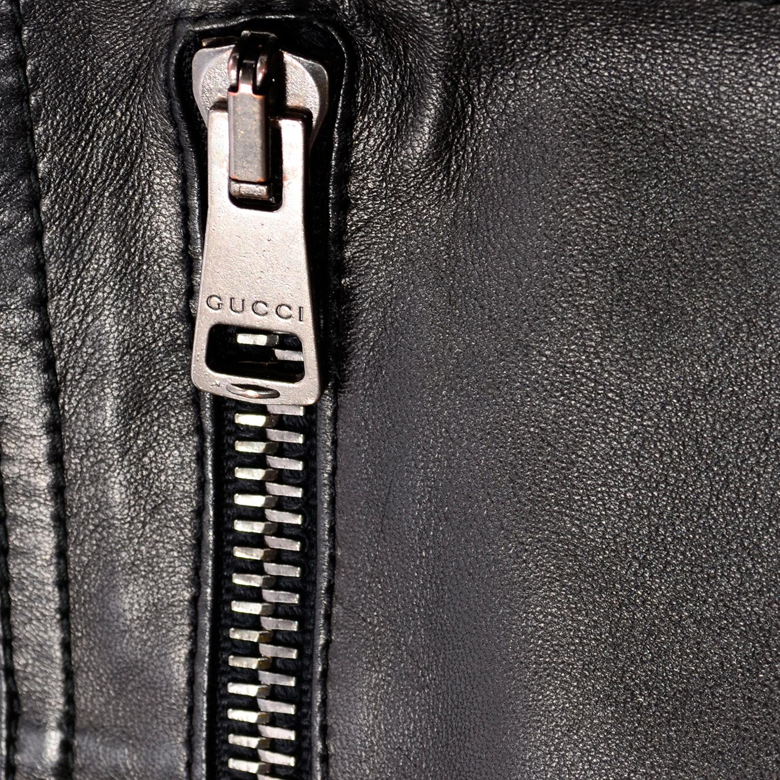 Tom Ford Gucci F/W 2001 Runway Black Wool Zipper Pants w Leather Trim Size 38 6