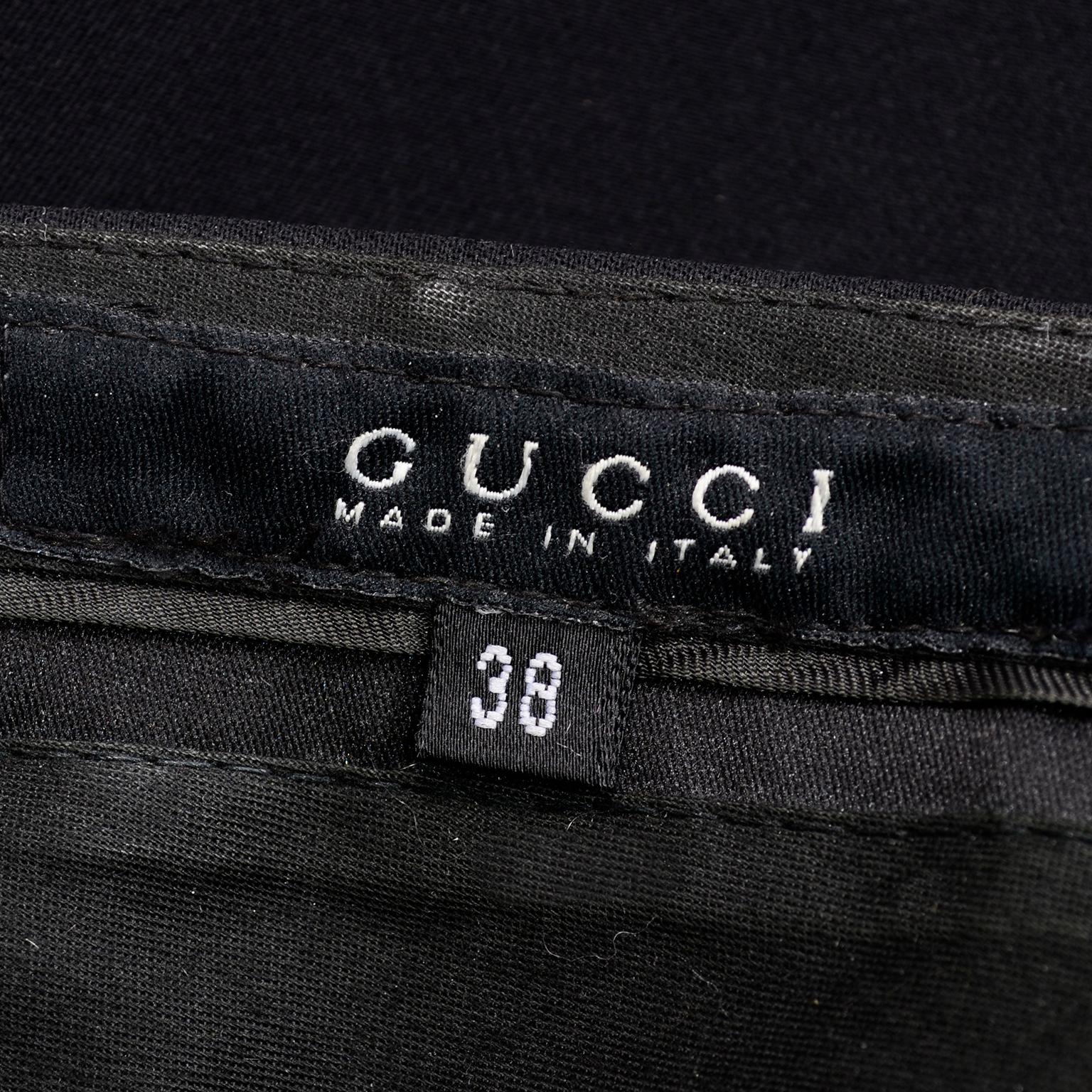 Tom Ford Gucci F/W 2001 Runway Black Wool Zipper Pants w Leather Trim Size 38 11