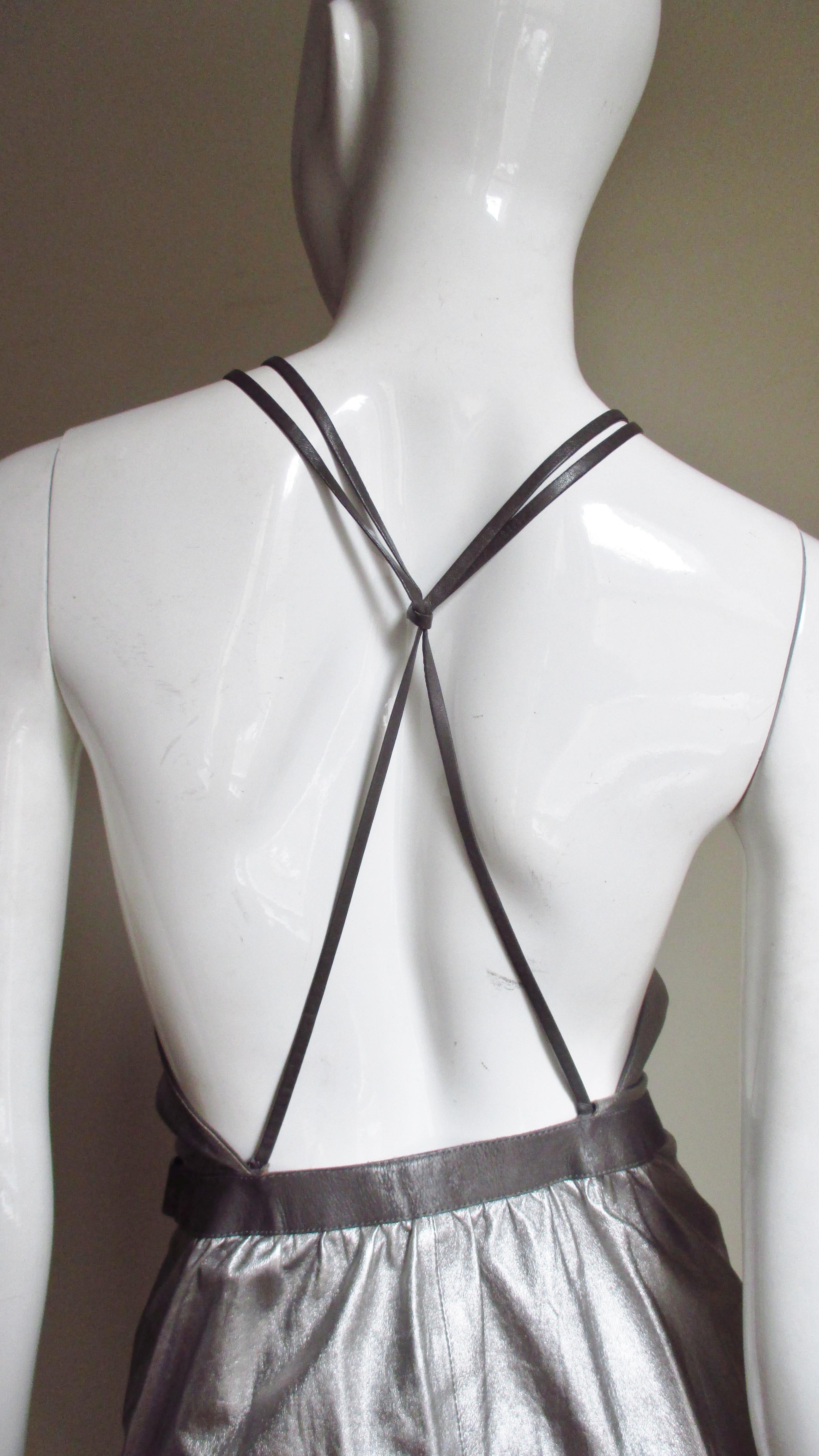 Tom Ford for Gucci Silver Leather Backless Dress For Sale 5