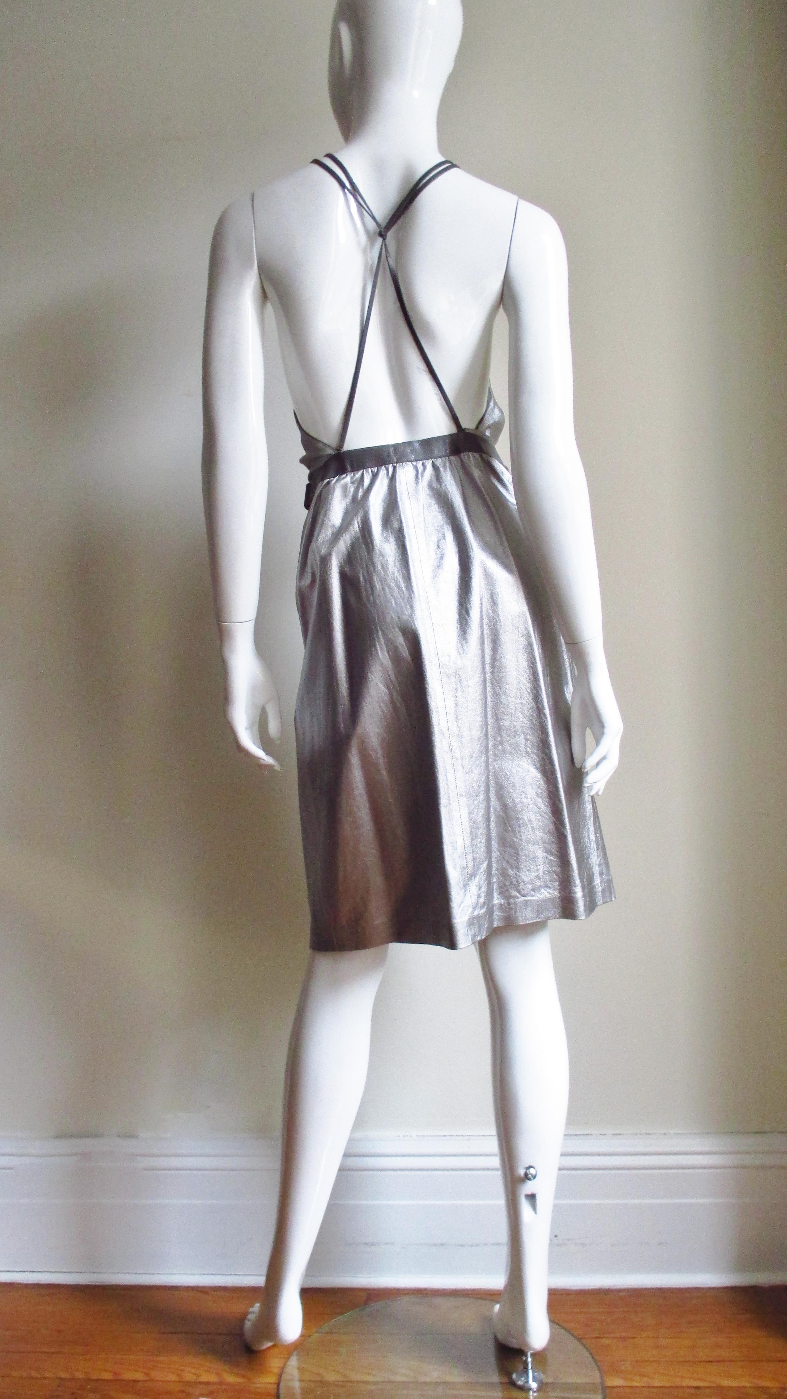 Tom Ford for Gucci Silver Leather Backless Dress For Sale 6
