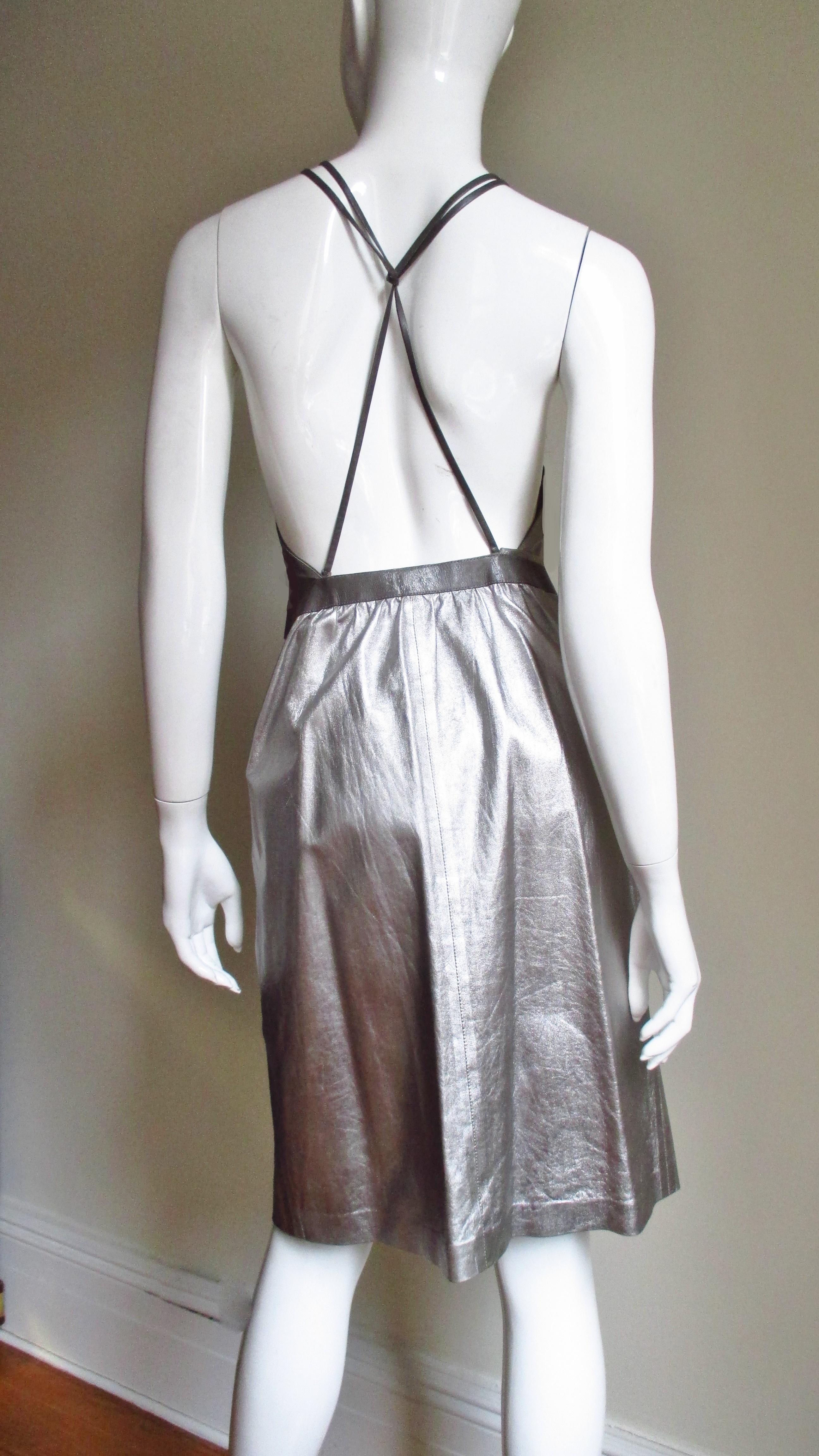 Tom Ford for Gucci Silver Leather Backless Dress For Sale 3