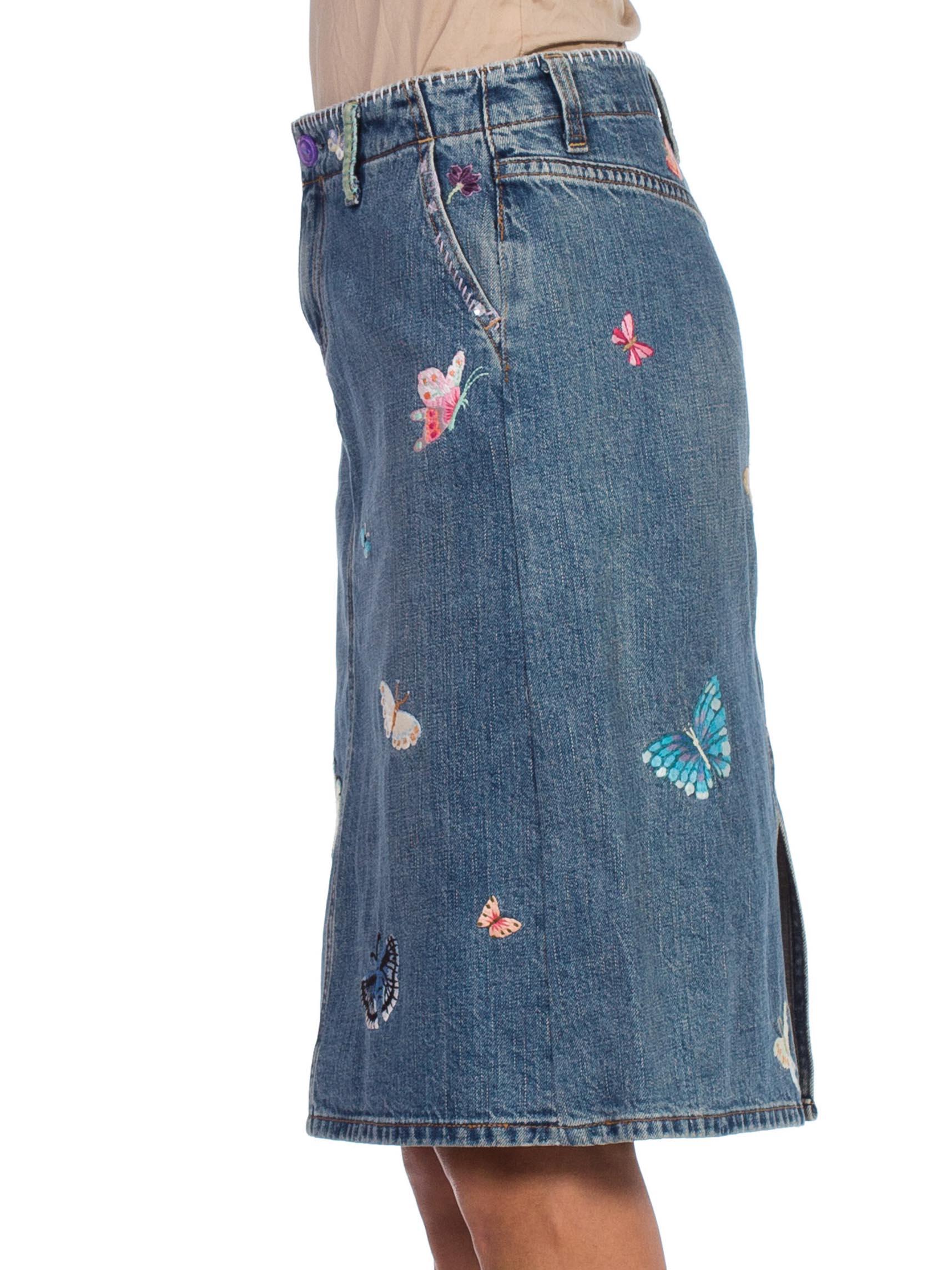 butterfly jean skirt