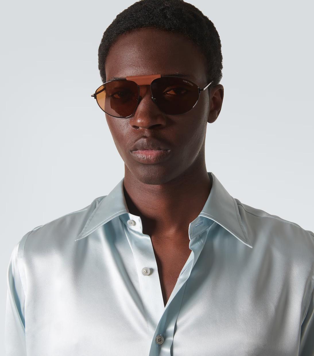 TOM FORD Sonnenbrille KEN AVIATOR in Rotguss und Braun TF1095 im Angebot 1