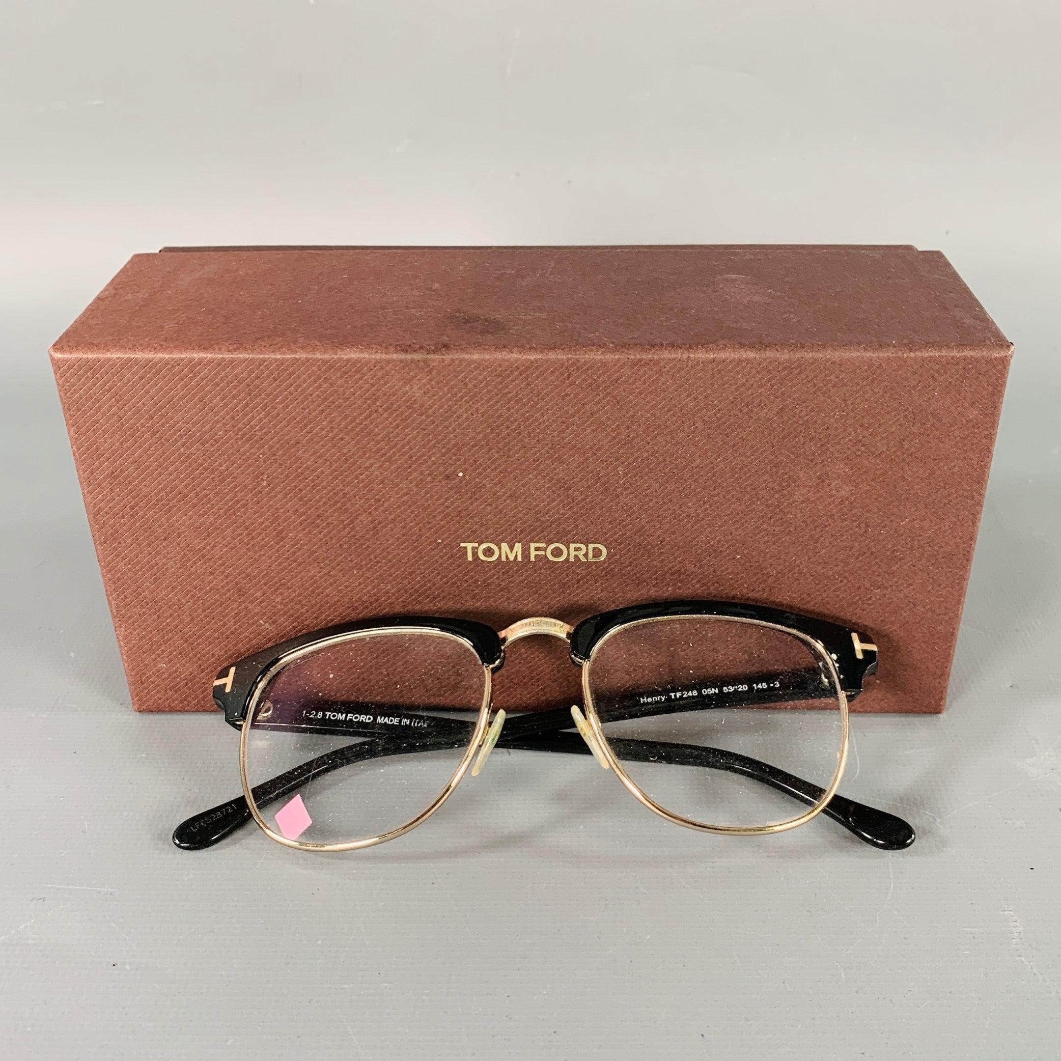 TOM FORD Henry Black Acetate Semi Rimless Frames For Sale 3