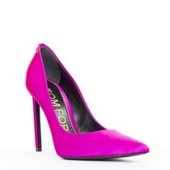 TOM FORD hot pink satin pointy front stiletto heeled pumps EU36.5