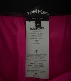 Tom Ford Hot Pink Silk Satin Logo Track Pants size XS Barbie Pyjamas Authentic