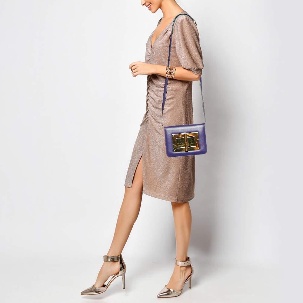 Tom Ford Indigo Leather Small Natalia Crossbody Bag In Good Condition For Sale In Dubai, Al Qouz 2