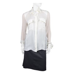 Tom Ford IT 44 White Sheer Sleeve Silk Button Up Blouse