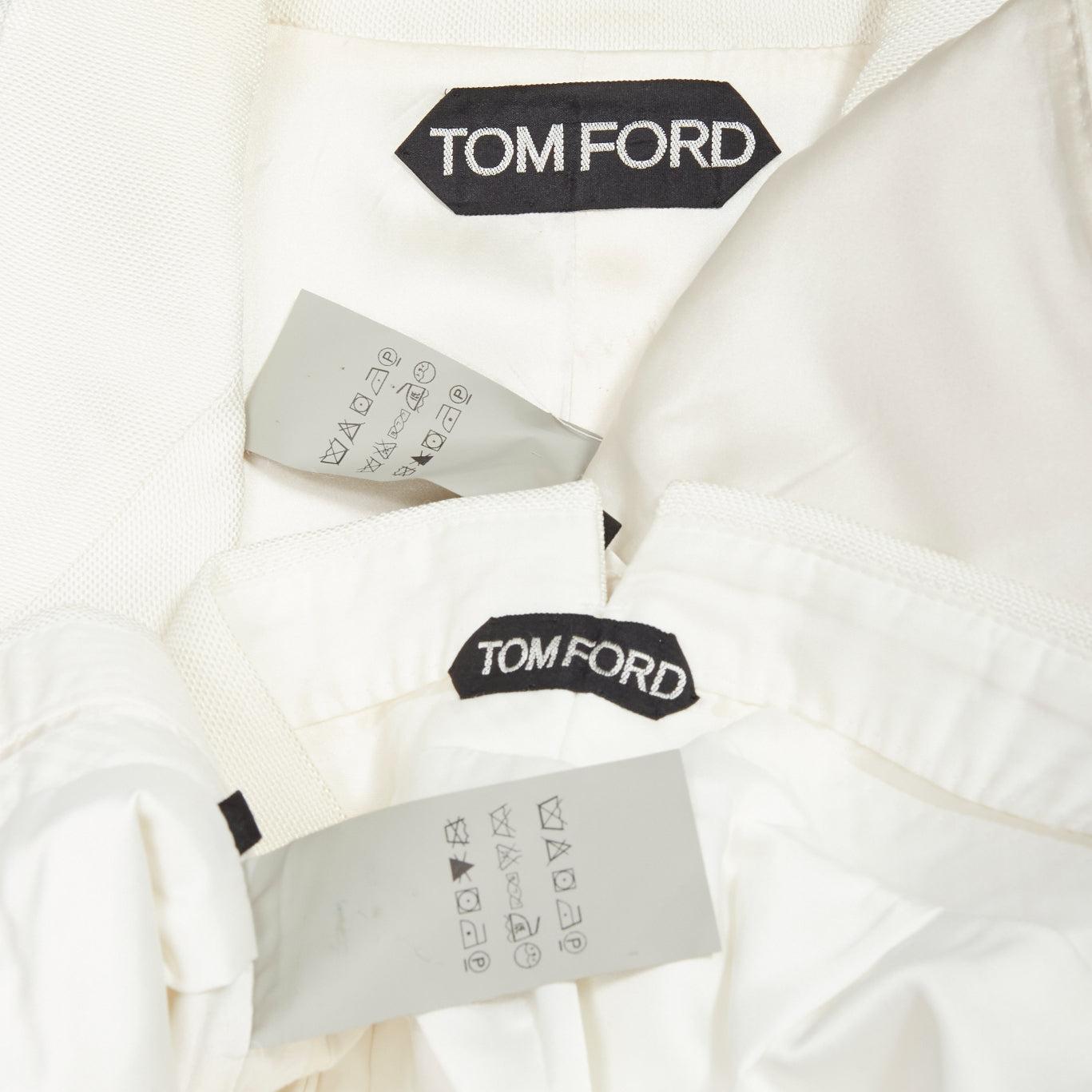 TOM FORD ivory wide lapels gold2- button blazer jacket pants suit IT44 L 7