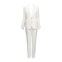 TOM FORD ivory wide lapels gold2- button blazer jacket pants suit IT44 L