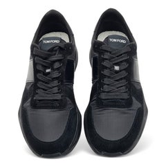 Zapatillas Tom Ford Jagga de ante con ribetes de piel y malla en negro