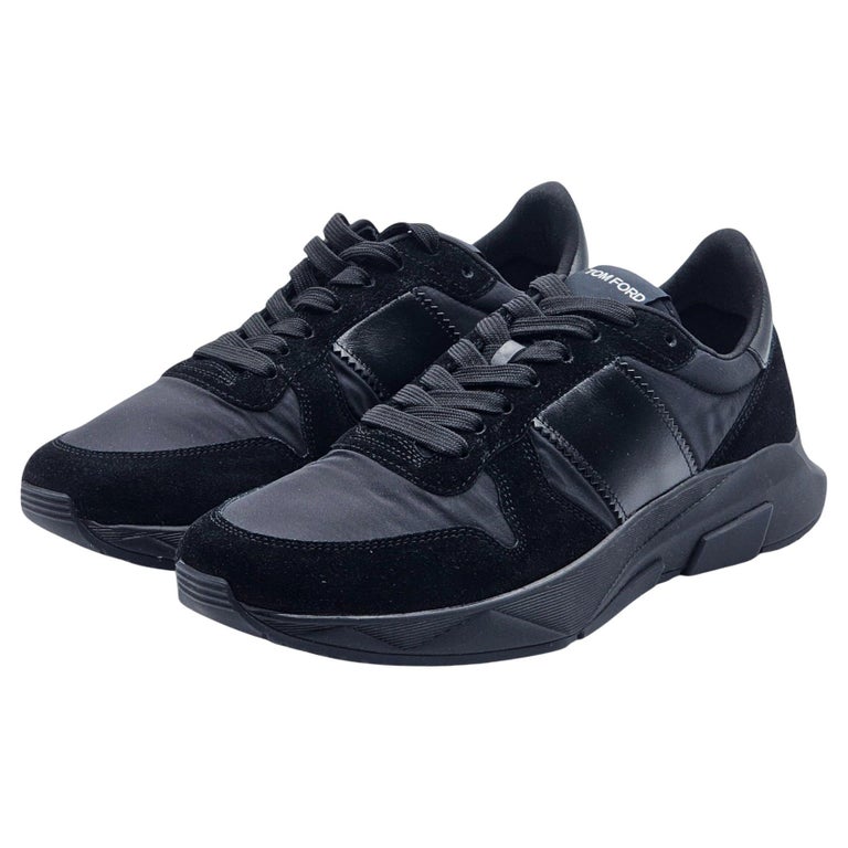 Tom Ford Jagga Sneakers Leather-Trimmed Suede and Mesh in Black