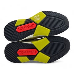 Tom Ford Jagga Turnschuhe aus Wildleder mit Lederbesatz und Mesh in Grau