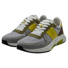 Tom Ford Jagga Turnschuhe aus Wildleder mit Lederbesatz und Mesh in Grau