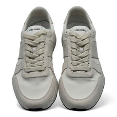 Tom Ford Jagga Sneakers Leather-Trimmed Suede and Mesh in White
