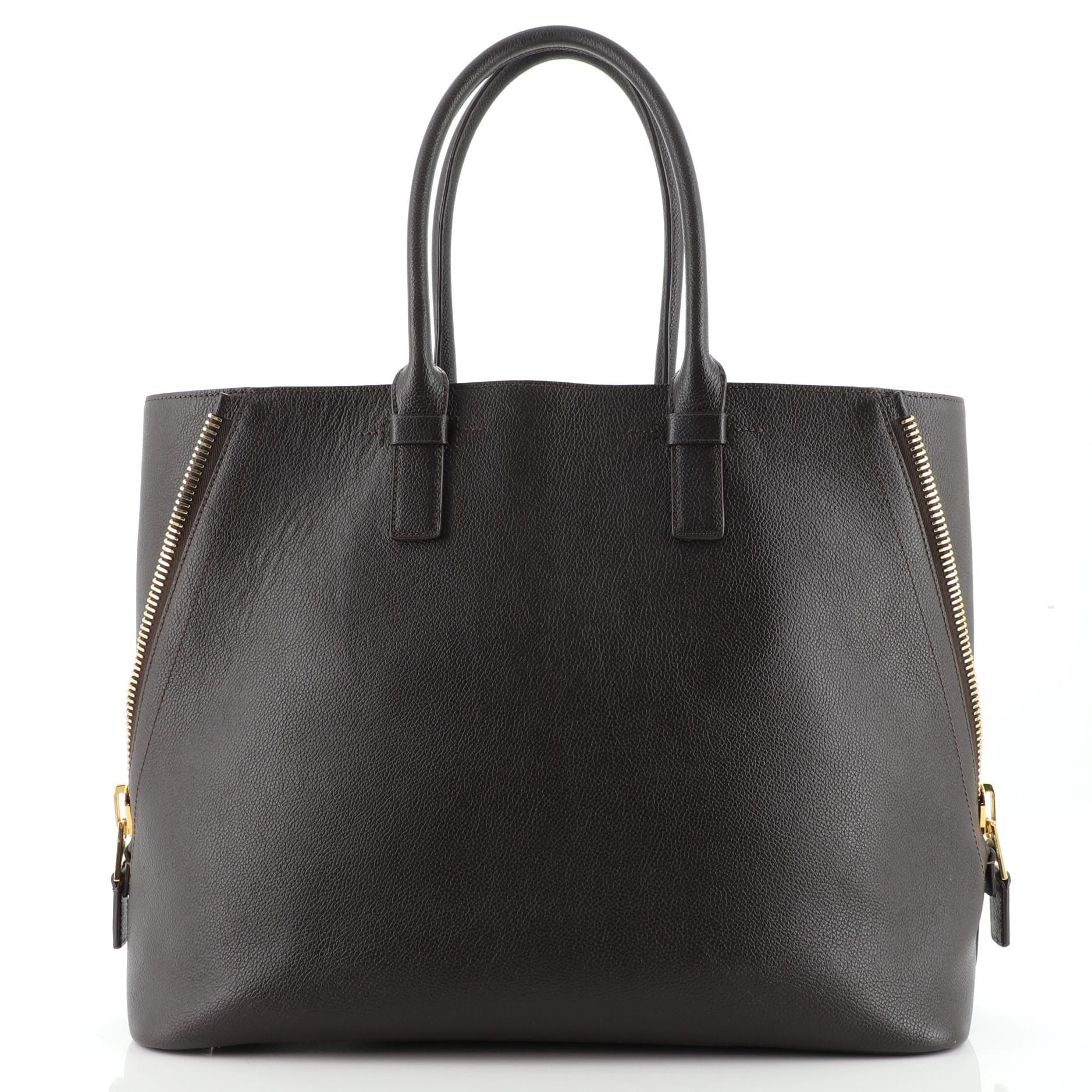 Tom Ford Jennifer Tragetasche aus Leder mit Reißverschluss Medium (Schwarz)