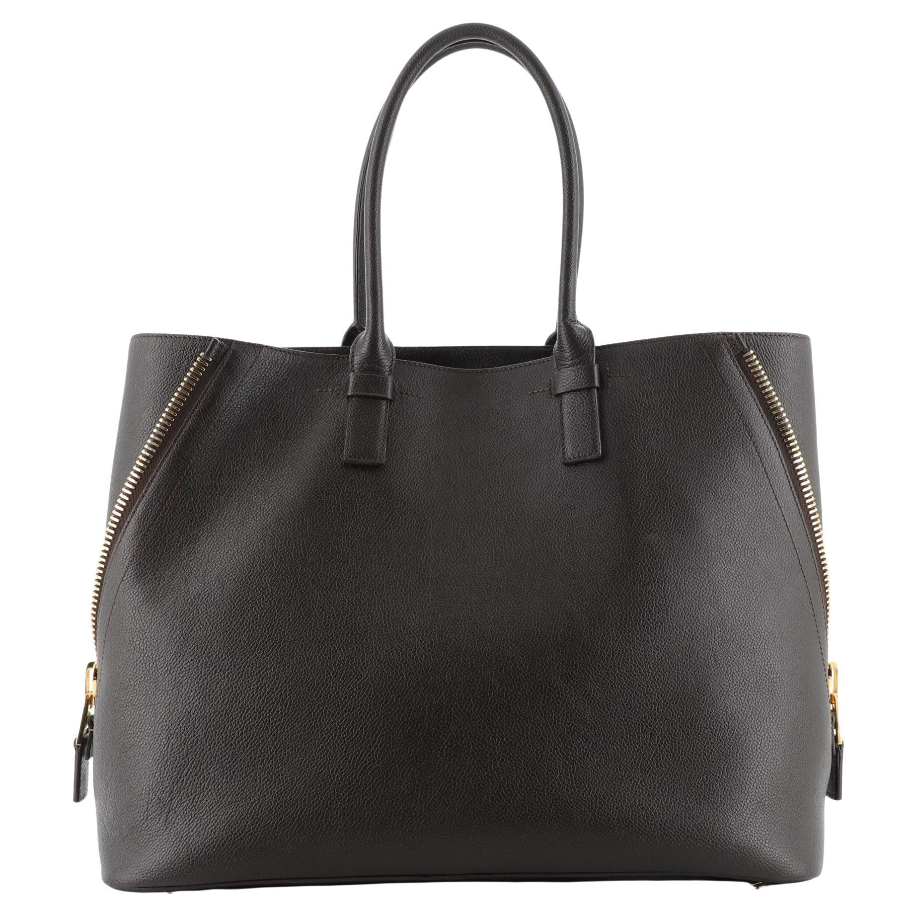 Tom Ford Textured Suede and Leather Brown Tote Bag at 1stDibs
