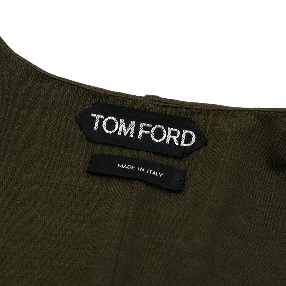 Tom Ford Khaki Plunge Neck D-Ring Wrap Style Dress - Size US 4 3