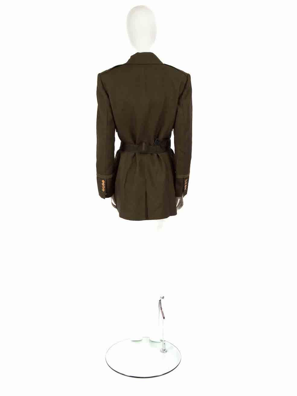 Tom Ford Khaki Wool Belted Military Style Coat Size M In New Condition For Sale In London, GB