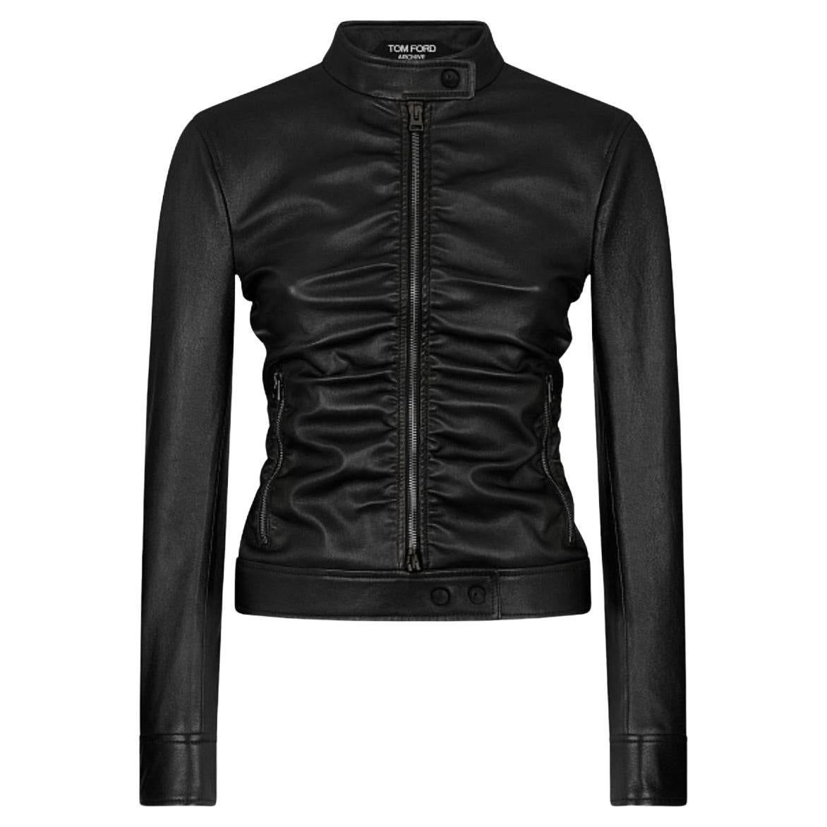 Tom Ford Lamm Leder Biker Jacke Sz.40 im Angebot
