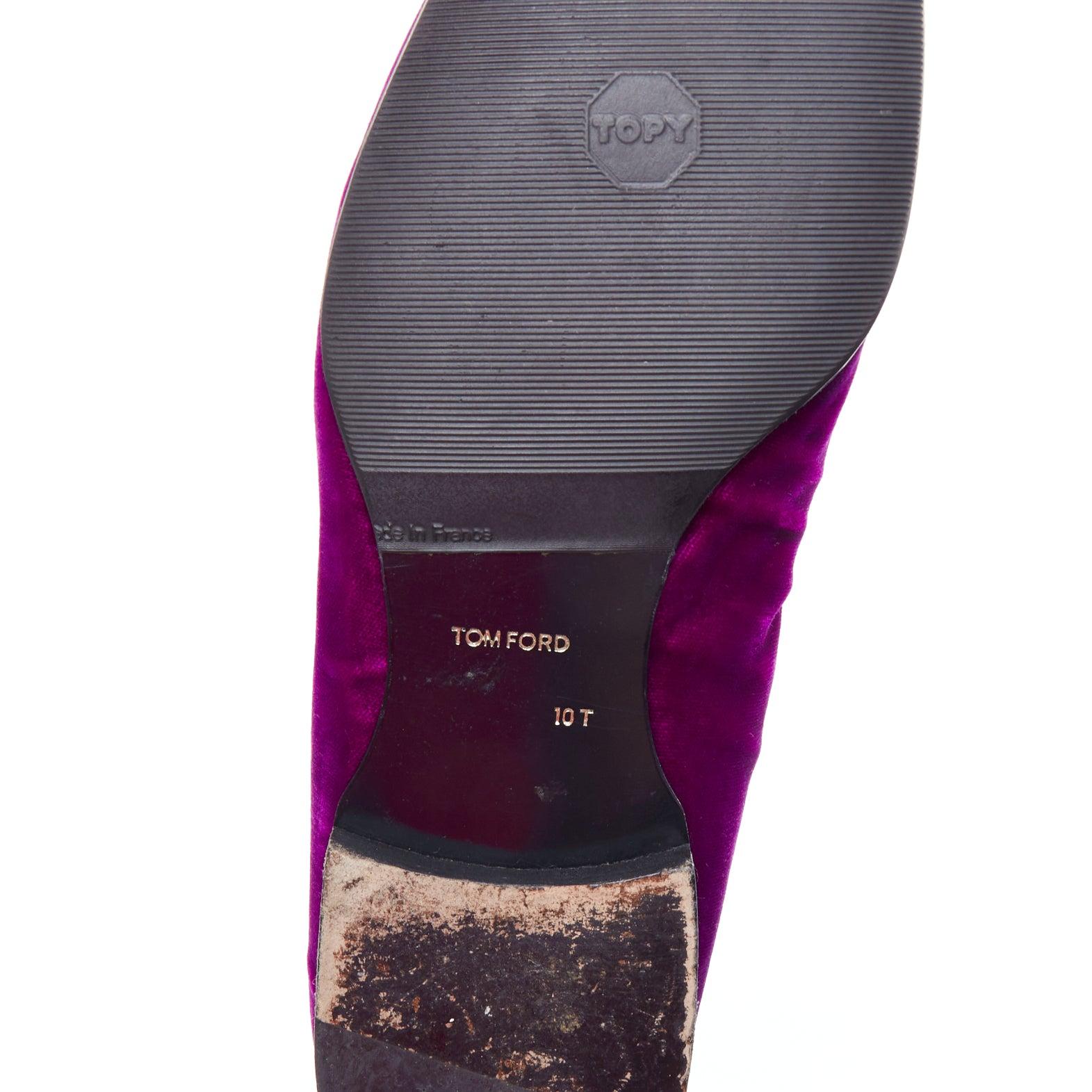TOM FORD Le Smoking lila Samt schwarze Leder-Loafers mit Quaste US10T EU43 5