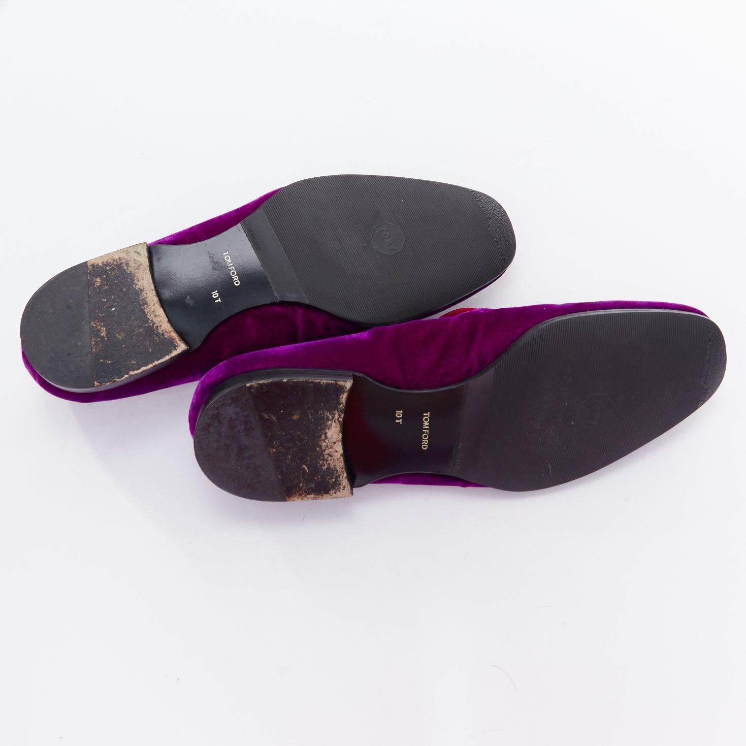 TOM FORD Le Smoking lila Samt schwarze Leder-Loafers mit Quaste US10T EU43 6